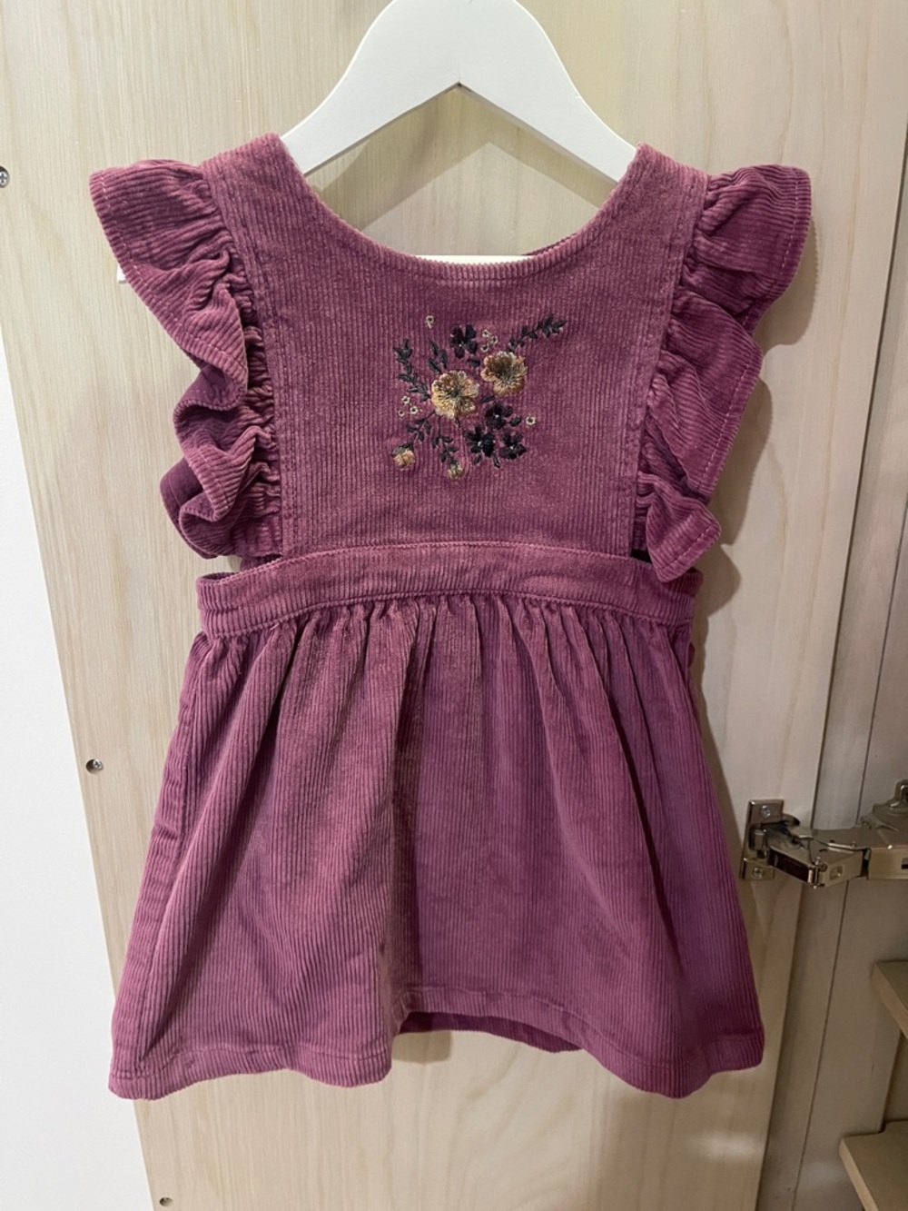 Jamie Kay Rose Corduroy Dress with Floral Detail